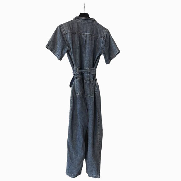 SHE + SKY Denim Jeans Belted Jumpsuit Size M - Picture 2 of 7